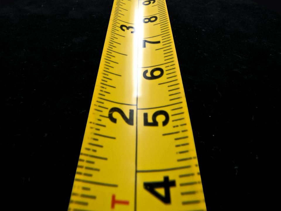 Close-up of a yellow tape measure